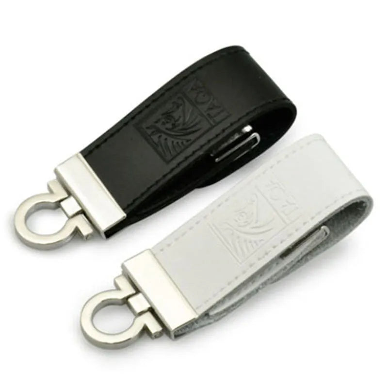 Metallic leather USB flash drive 30x10mm in Black or Brown, USB 2.0, capacities 512MB to 128GB