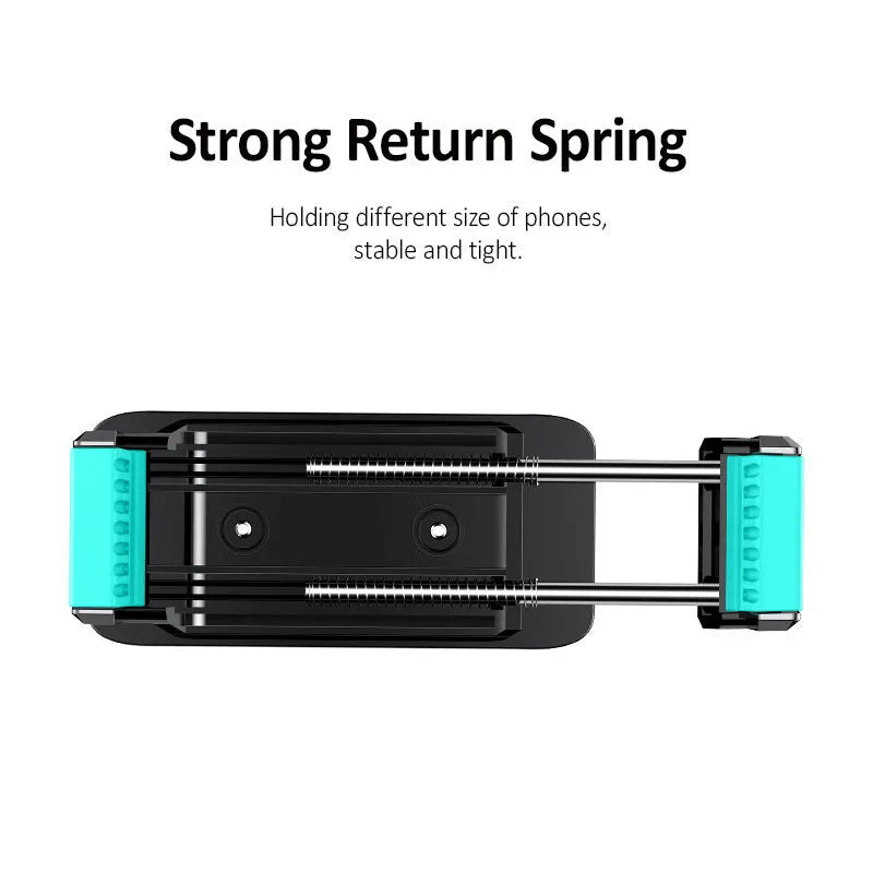 Black 360 rotating double buckle car vent phone holder mounted on a vehicle air outlet