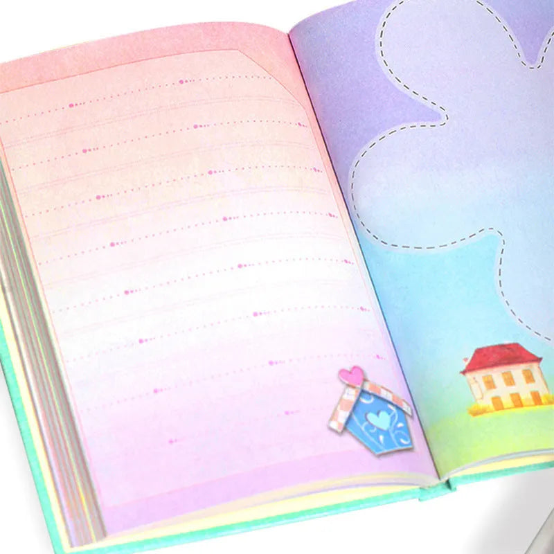 Student code book with lock diary notebook in pink, blue, green, and orange colours, 32K size