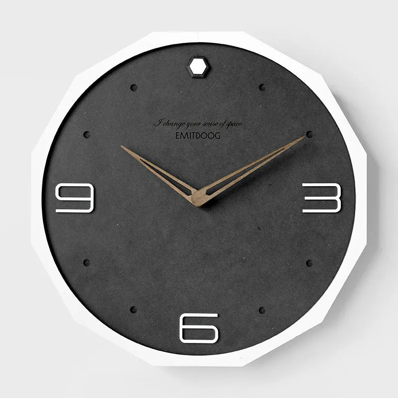 12-inch round Nordic minimalist wall clock with perforated design in four colour options