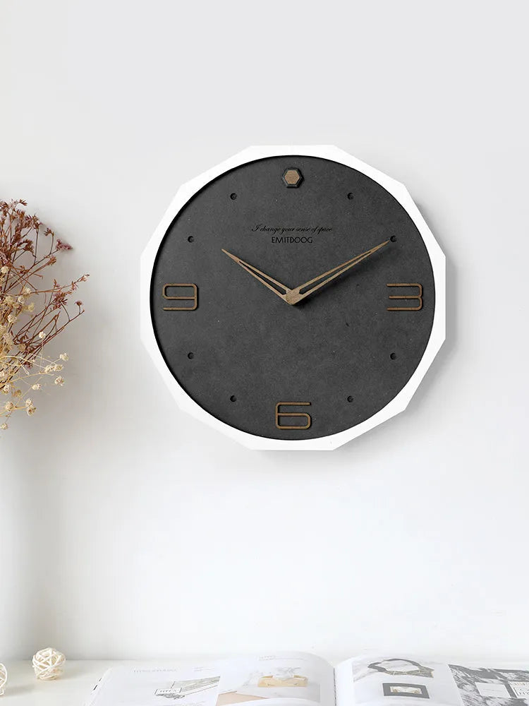 12-inch round Nordic minimalist wall clock with perforated design in four colour options