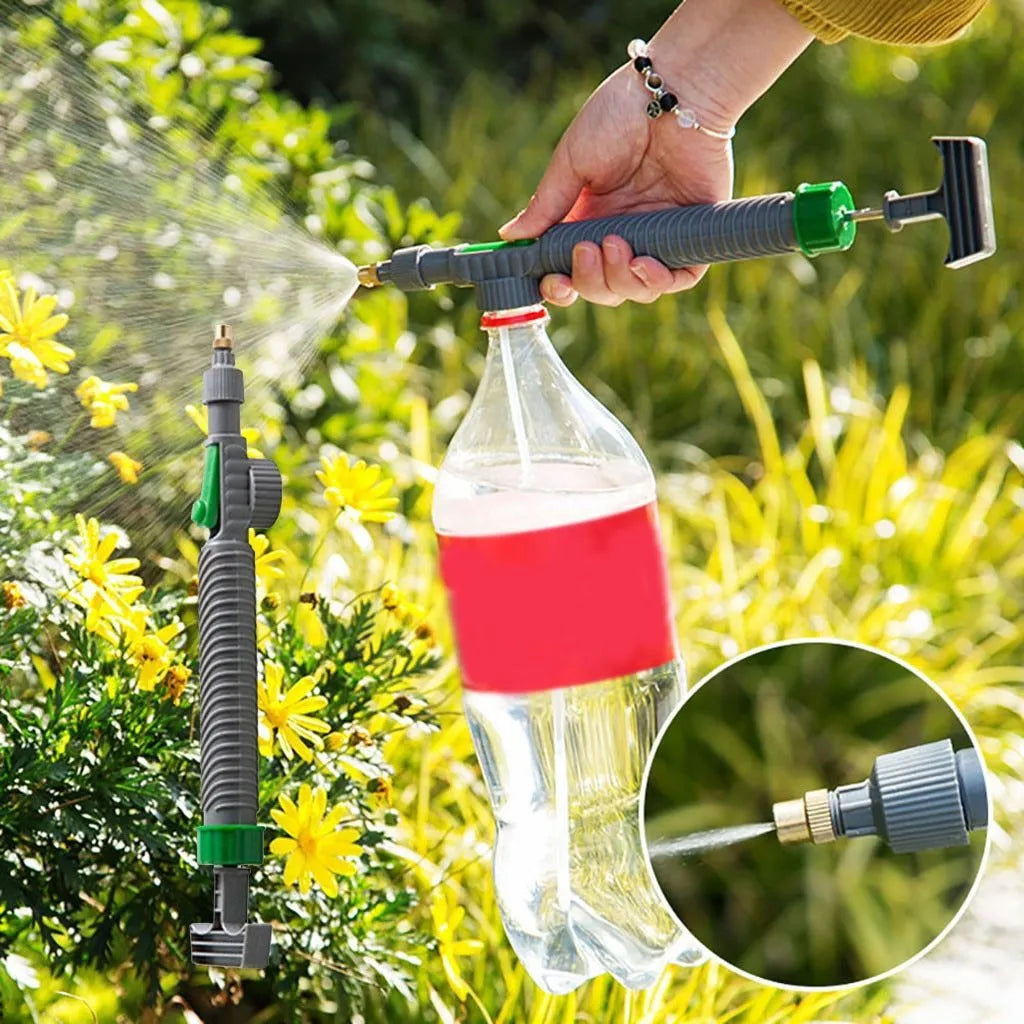 Plastic bottle watering sprayer nozzle with 30cm tube converts beverage bottles to garden watering cans