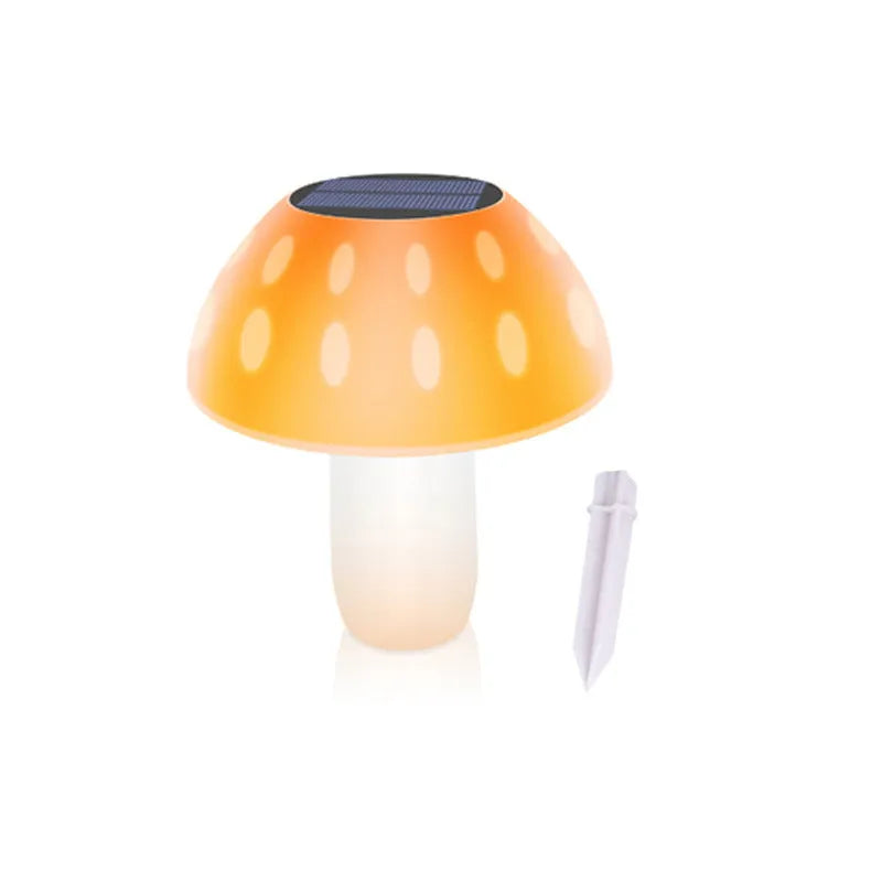Solar mushroom ground plug light for garden landscapes with mushroom-shaped design