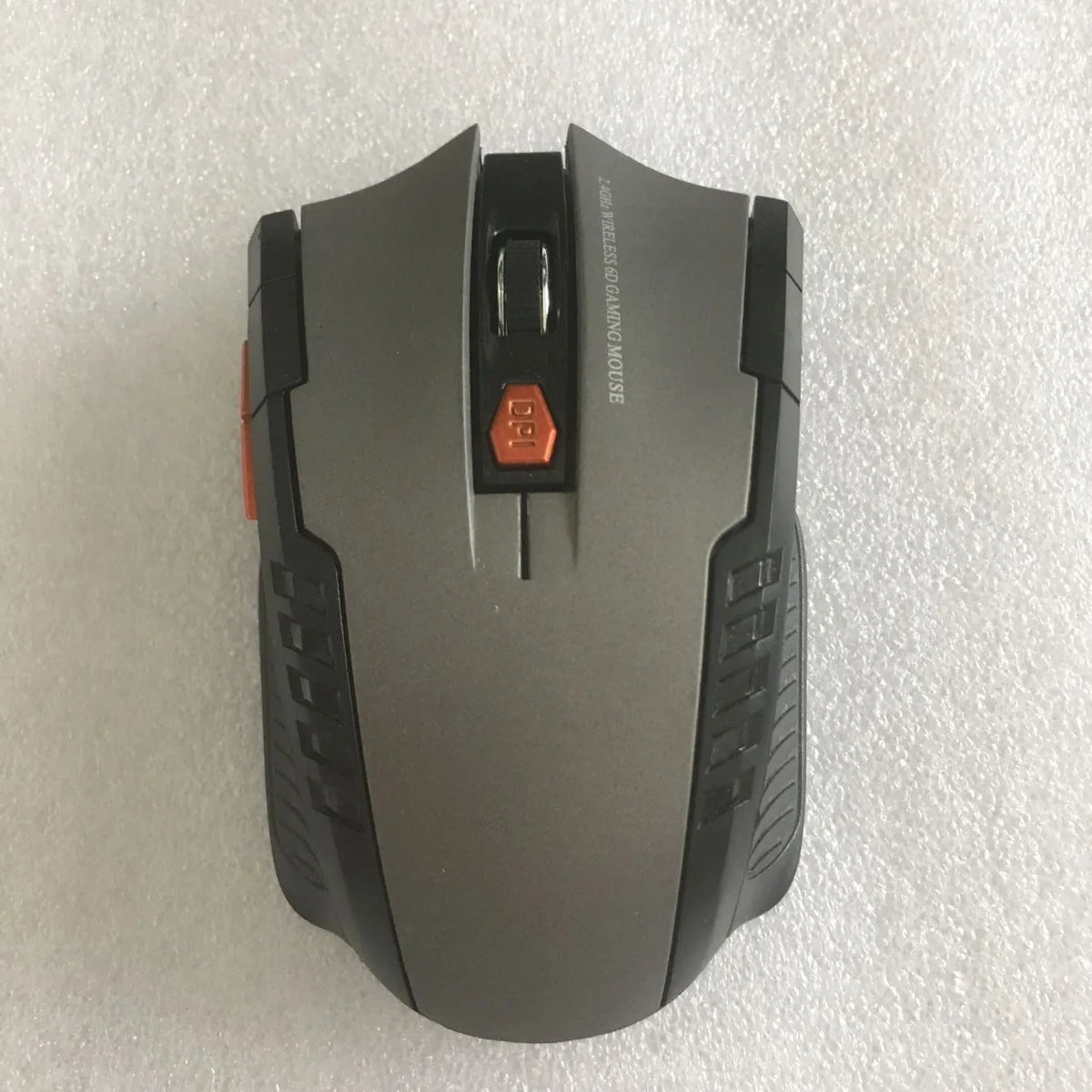 Wireless optical gaming mouse, 1600dpi, 6 buttons, 2.4GHz USB, 11cm, red gold blue black grey