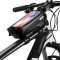 Hard shell bicycle bag in PU leather, 1L capacity, red and black, for front beam, top tube, or saddle use