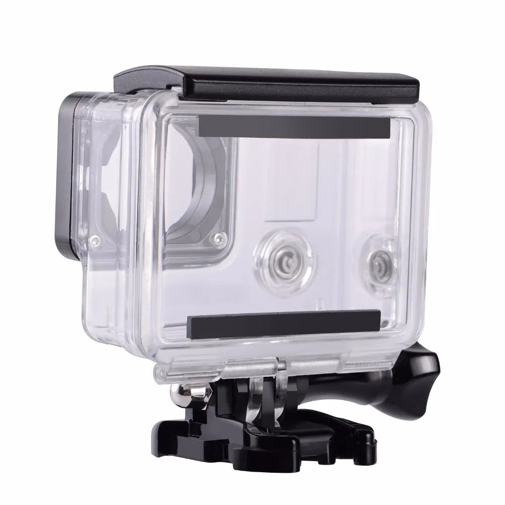 GoPro Hero 3+ and Hero 4 waterproof housing case with transparent front and black frame