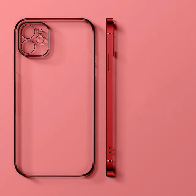 Electroplating straight edge TPU mobile phone case for iPhone 13 and 12 series in solid colour