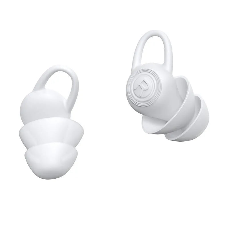 Soft white silicone ear plugs for noise reduction, independently packed for hygiene