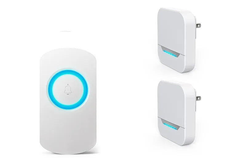 Wireless doorbell host in white with push button, for elderly assistance and home use