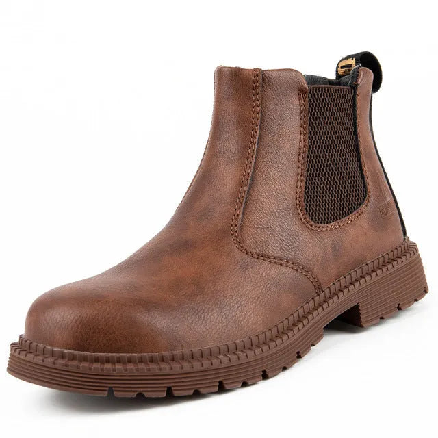 Steel toe cap protective shoes pigskin upper high-top safety work shoes black brown khaki yellow