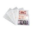 Transparent loose-leaf PVC stamp and coin collection album open showing clear storage pages