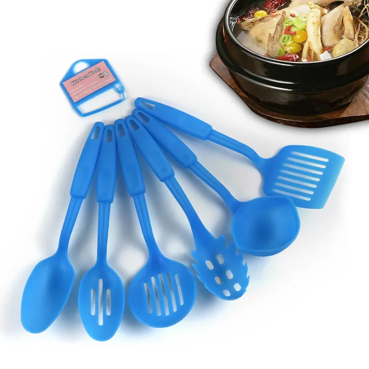 Black rubber kitchen shovel and spoon utensil set for non-stick pans