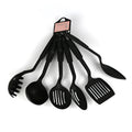 Black rubber kitchen shovel and spoon utensil set for non-stick pans