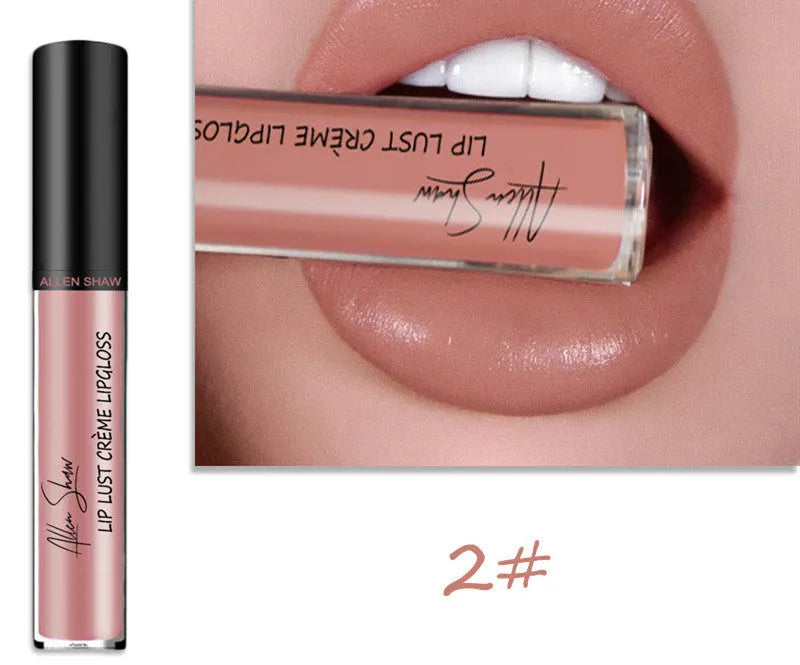 Silky cream texture lip gloss tube showing colour options 1-12 with complete set