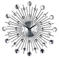 Silver round wall clock with metal case and aluminium dial showing 33cm diameter