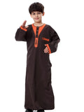 Chemical fibre blended polyester boy robe with embroidery in round neck design