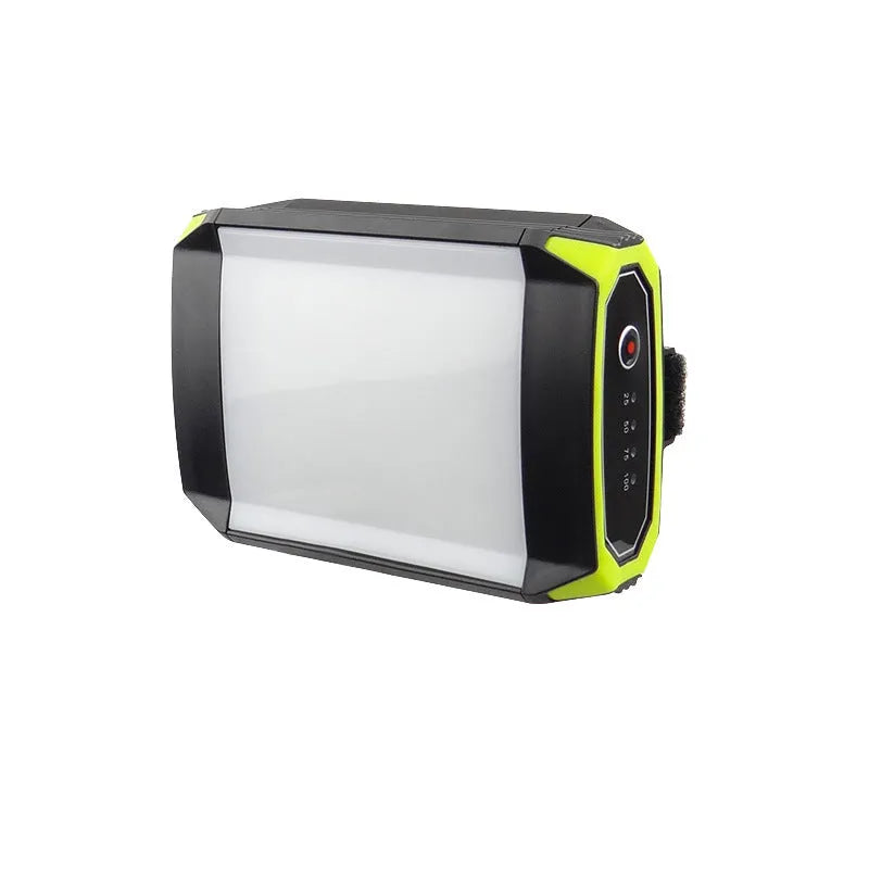 Green rechargeable camping lantern with aluminium alloy housing and LED lighting