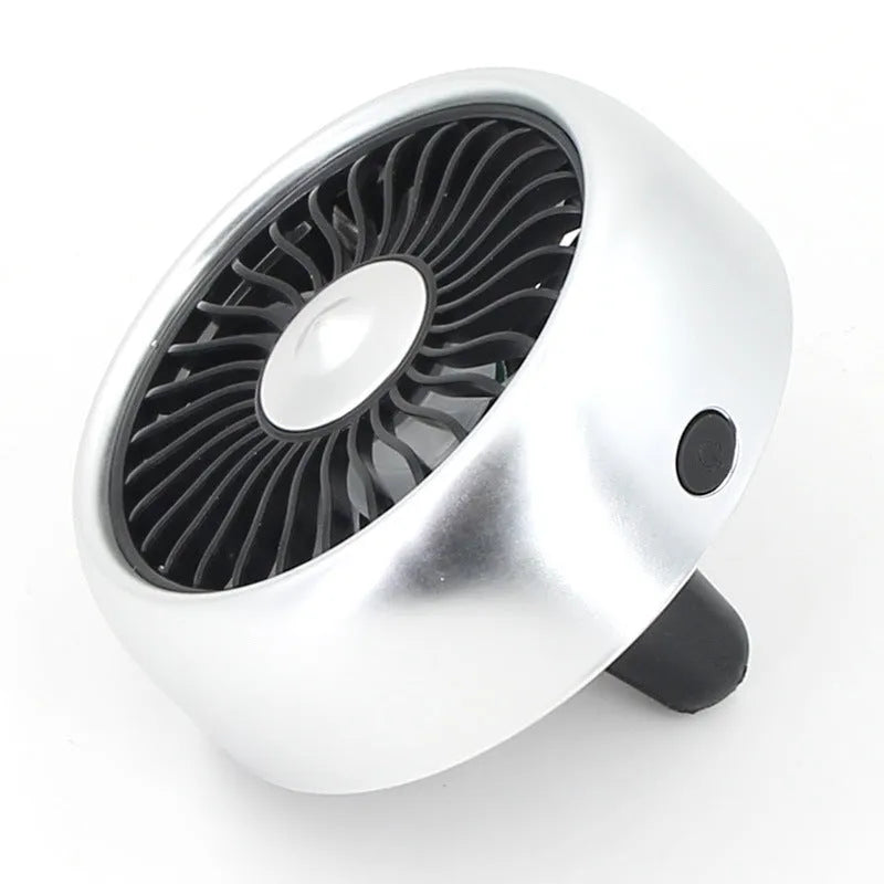 Car multi-function fan clipped onto air-conditioning vent with three-speed adjustable and lighting effect