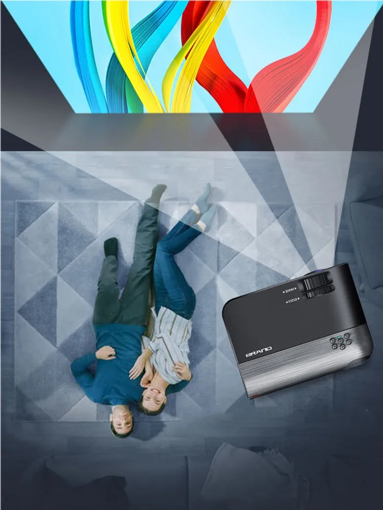 Wireless portable projector with voice control and 8K lens for mobile phone projection