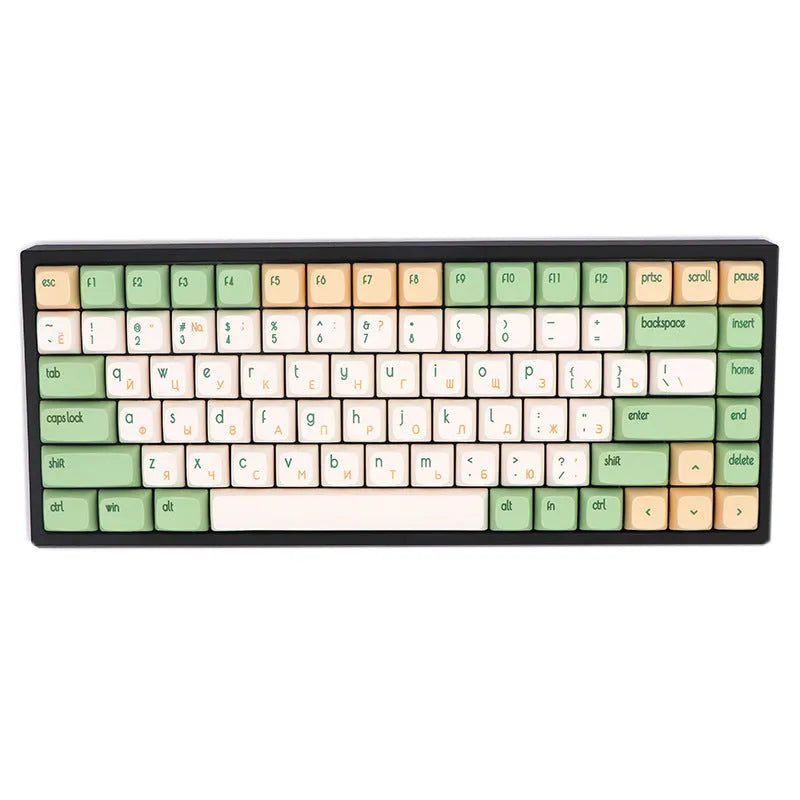 Dye sublimation customized mechanical keyboard with retro PG keycaps and wired USB connection.