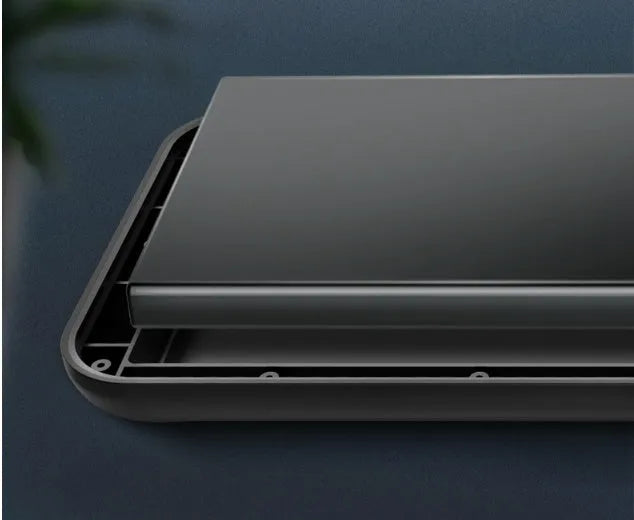 Black ultra-thin wireless back clip battery pack for iPhone 12 series, showing side profile and clip.