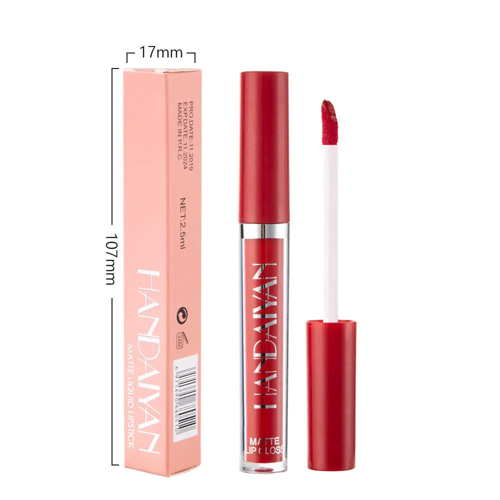 HANDAIYAN matte non-stick cup liquid lipstick tube in one of 12 available shades, 2.5ml.