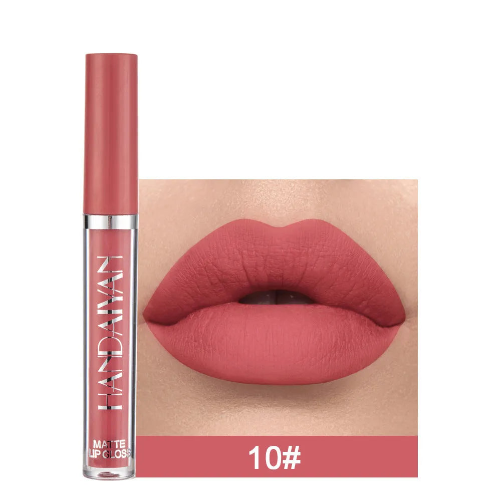 HANDAIYAN matte non-stick cup liquid lipstick tube in one of 12 available shades, 2.5ml.