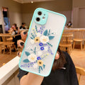 Cartoon floral design TPU phone case with contrasting matte frame for iPhone