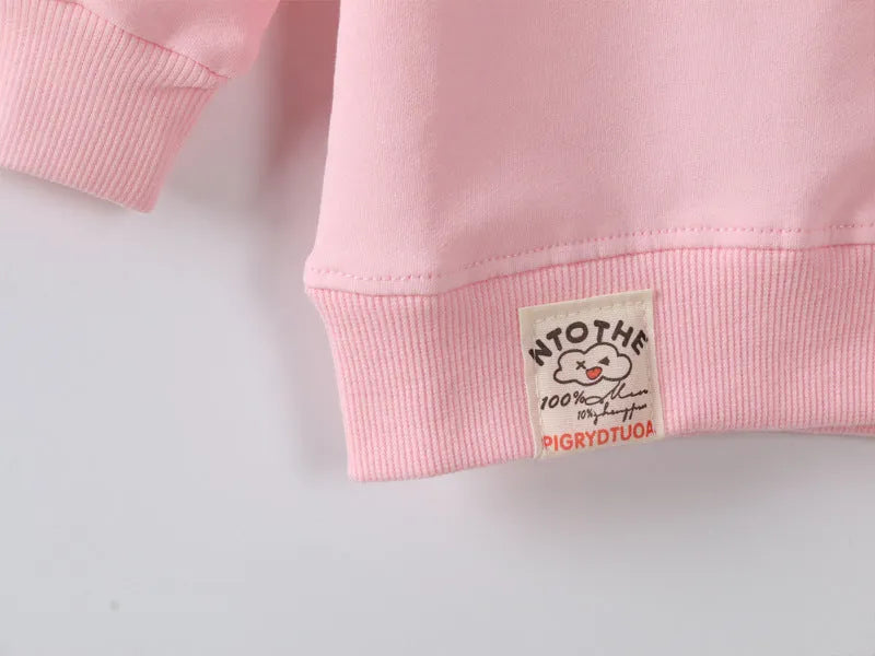 Korean-style baby girl's cartoon print autumn sweater for toddlers aged 1-3 years.