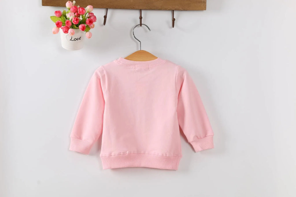 Korean-style baby girl's cartoon print autumn sweater for toddlers aged 1-3 years.