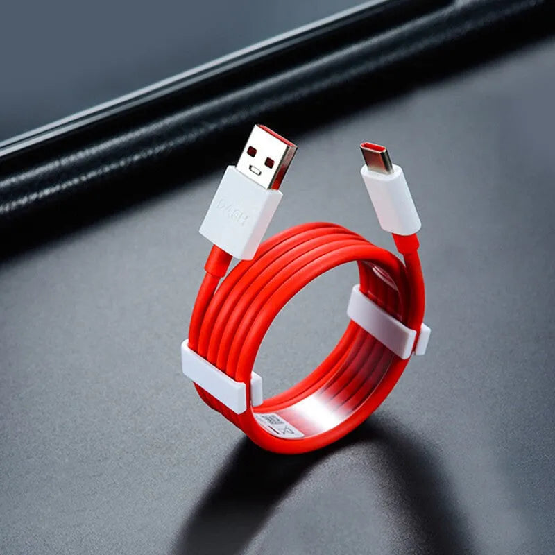 30W USB fast charger with 6A data cable showing charging head and 1 metre cable