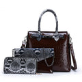 Women's PU leather handbag, horizontal square shape, geometric stitching, black colour, with internal organisation pockets