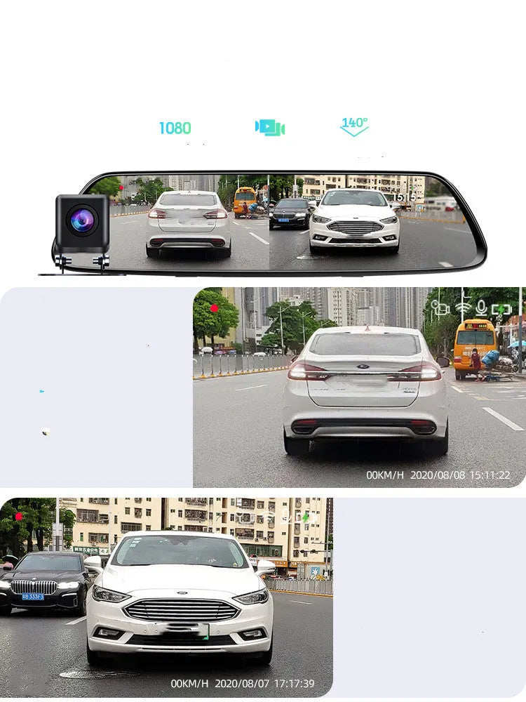 Black 360 degree driving recorder with wireless installation for vehicle security monitoring