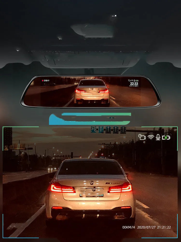 Black 360 degree driving recorder with wireless installation for vehicle security monitoring