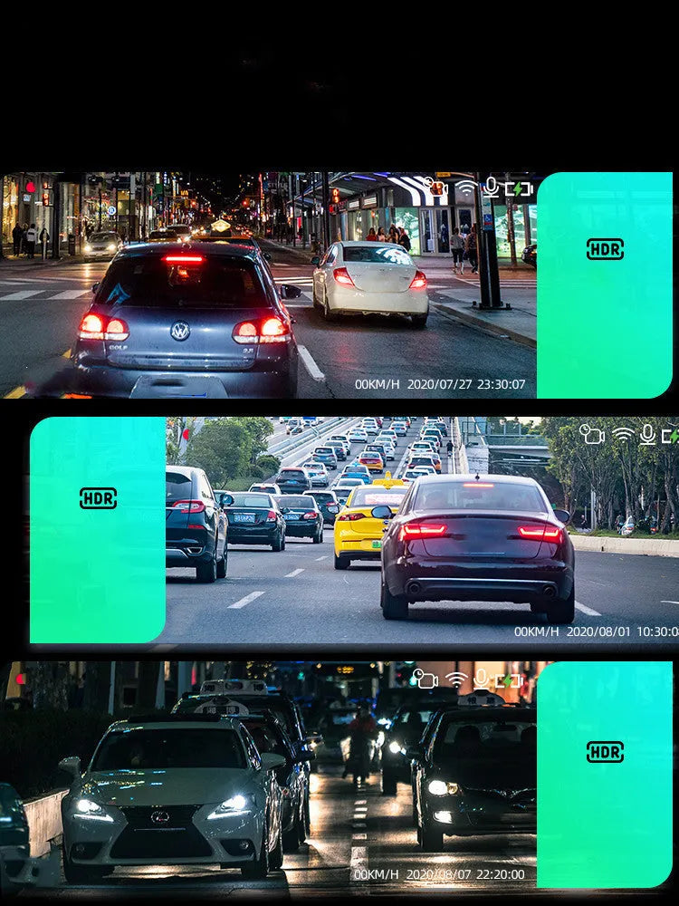 Black 360 degree driving recorder with wireless installation for vehicle security monitoring