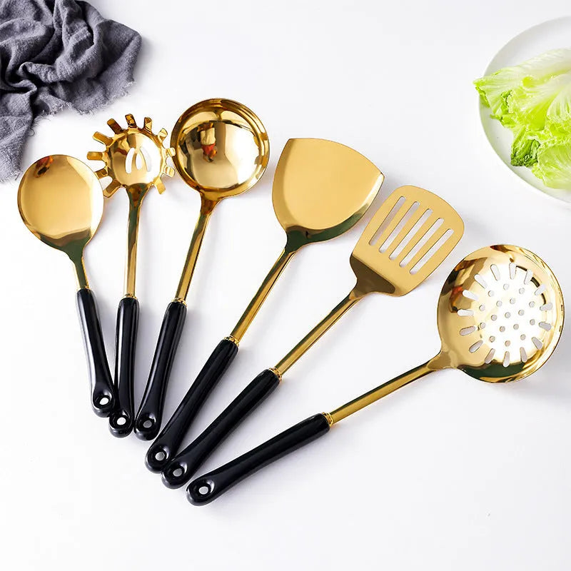 Stainless steel kitchen scoop and shovel set in black, white, pink, and green colour options