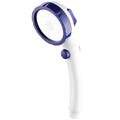 Blue ABS handheld shower head with electroplated finish and universal 4-point fitting