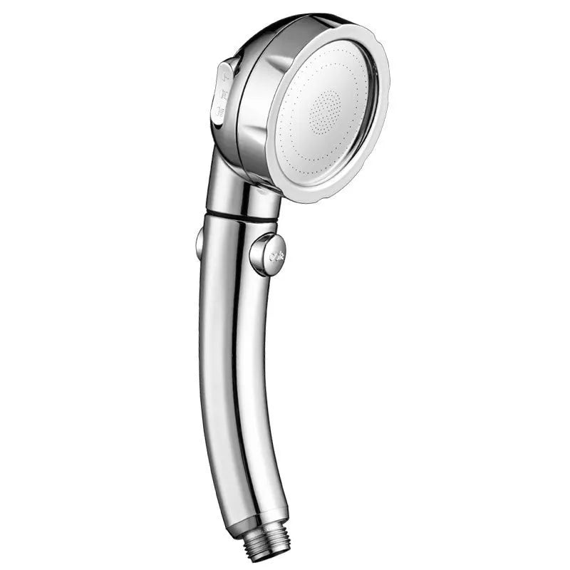Blue ABS handheld shower head with electroplated finish and universal 4-point fitting