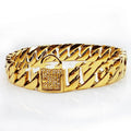 304 stainless steel pet chain dog collar in gold or steel colour, 30cm to 75cm length options