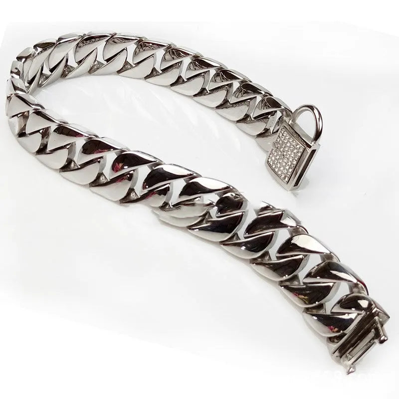 304 stainless steel pet chain dog collar in gold or steel colour, 30cm to 75cm length options