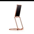 Folding ring buckle mobile phone holder for desktop, 70mm x 41mm, in gun black, rose gold or silver