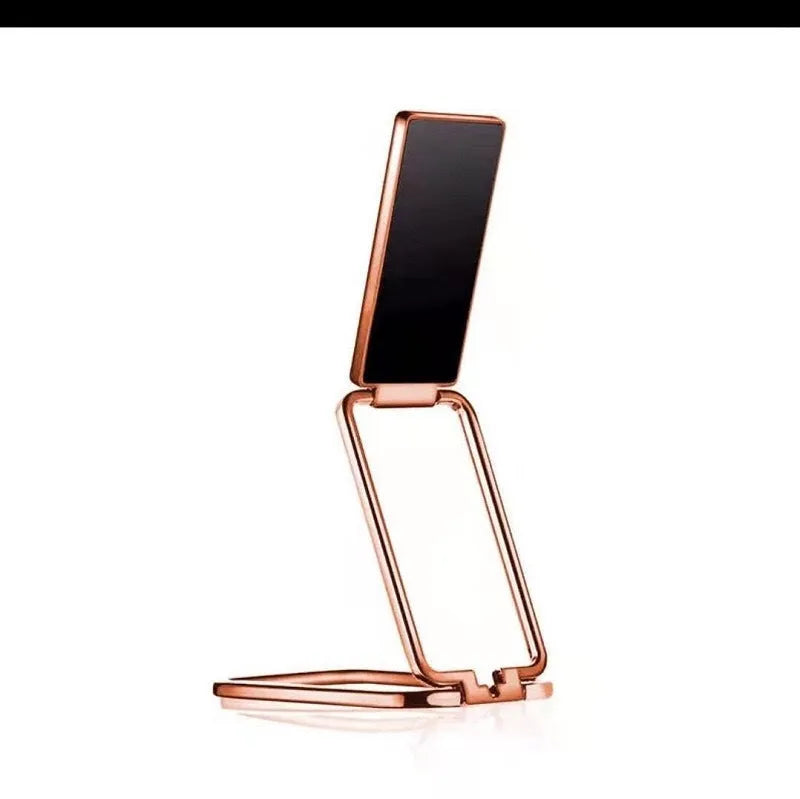 Folding ring buckle mobile phone holder for desktop, 70mm x 41mm, in gun black, rose gold or silver
