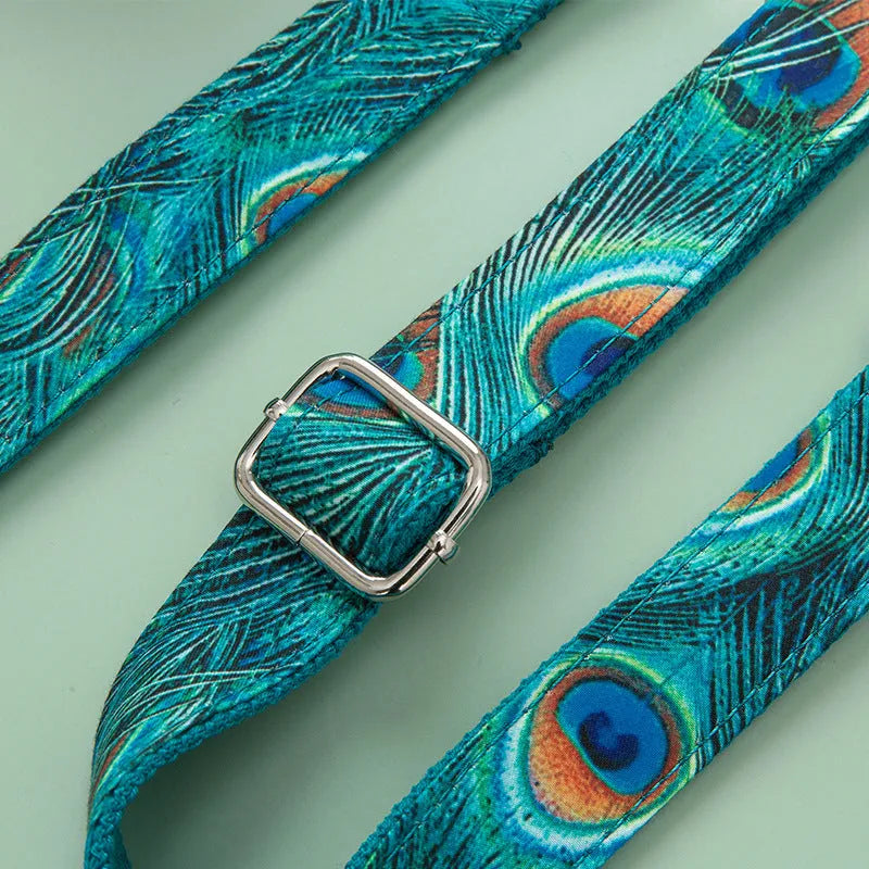 Peacock blue dog collar with zinc alloy buckle, ins style, sizes XS to XL, includes towing rope