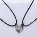 Couple necklace with alloy heart pendant, unisex, 60cm chain, black or silver colour
