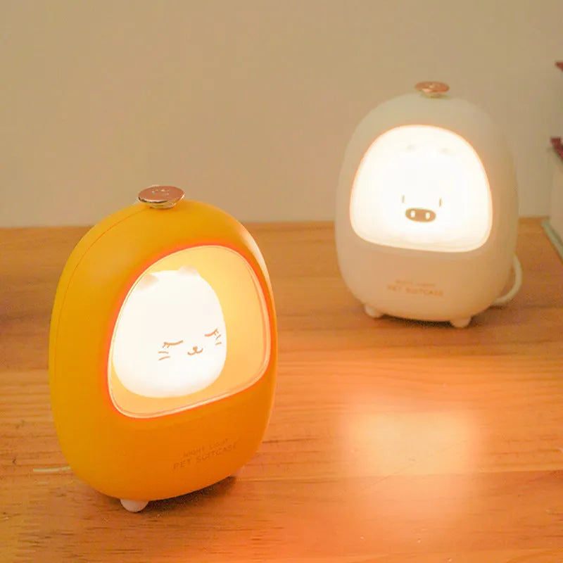 Cartoon pig or cat design night light with touch switch and LED illumination