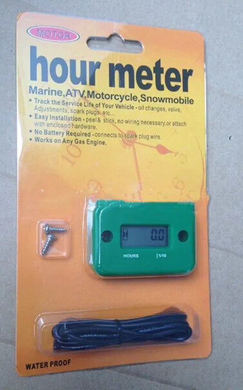 Waterproof LCD induction hour meter for motorcycle motorboat ATV gasoline engines 9999.9 hours