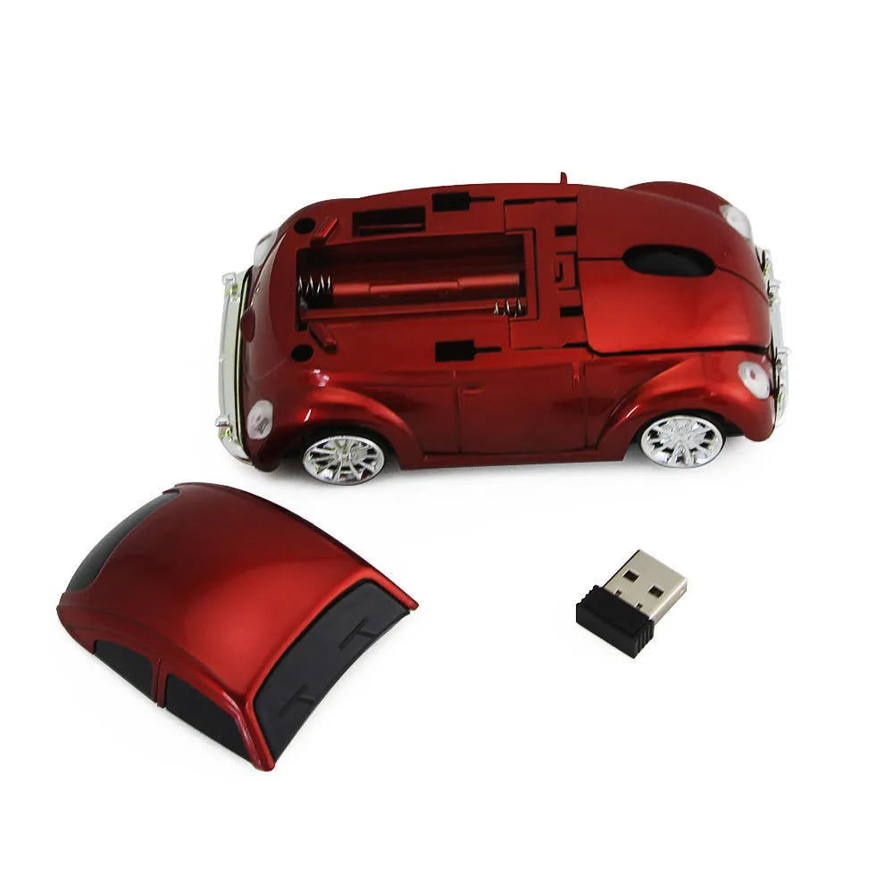 2.4g wireless optical mouse with beetle-shaped ergonomic design in black colour