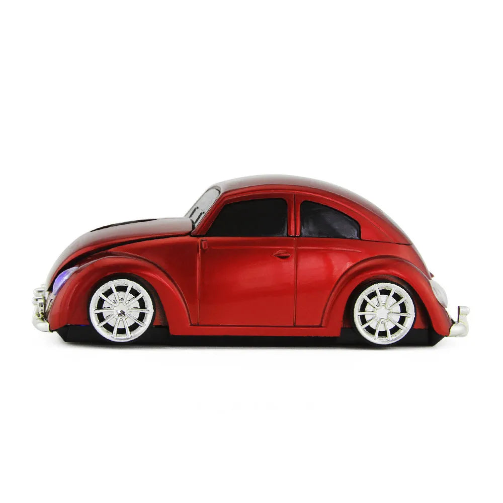 2.4g wireless optical mouse with beetle-shaped ergonomic design in black colour