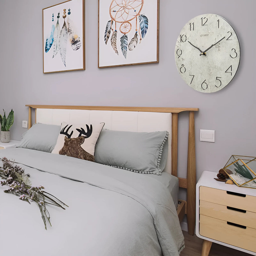 European style modern wall clock in grey colour for living room decor