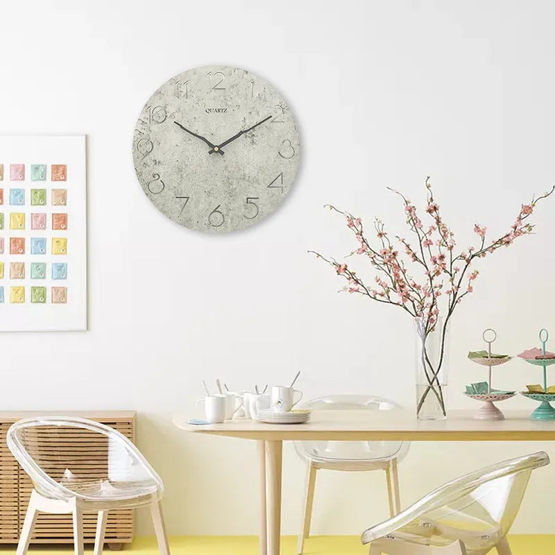 European style modern wall clock in grey colour for living room decor
